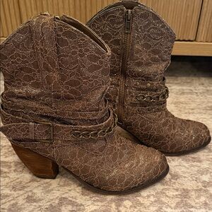 Not Rated Brown Lace Ankle Booties